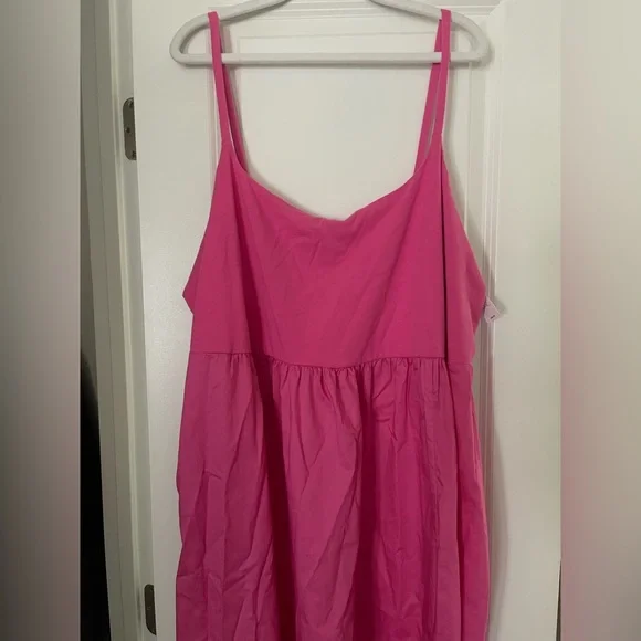 NWT Old Navy Fit and Flared Pink Midi Spaghetti Strap Midi Dress Size 3X - Picture 2 of 5